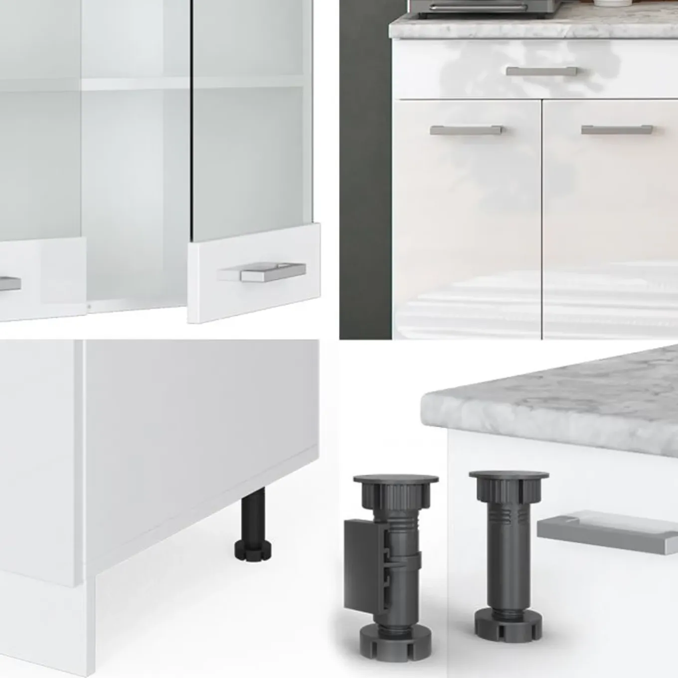 Vicco - Keuken R-line 140 Cm - Hoogglans Wit - Werkblad Gouden Eik