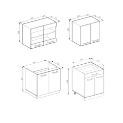 Vicco - Keuken R-line 140 Cm - Hoogglans Wit - Werkblad Gouden Eik