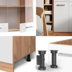 VICCO - Keuken R-line - Hoogglans Wit - Goud Eiken - 160 Cm