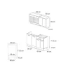 Vicco - Keuken R-line - Zwart Hoogglans/antraciet - Werkblad Marmer - 140 X 81,6 X 60 Cm