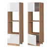 VICCO Microgolfkast Rline, 60cm, Wit Hoogglans/gouden Eiken, 37113