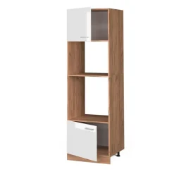 VICCO Microgolfkast Rline, 60cm, Wit Hoogglans/gouden Eiken, 37113
