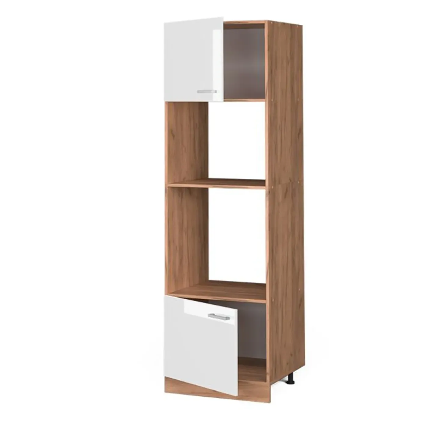 VICCO Microgolfkast Rline, 60cm, Wit Hoogglans/gouden Eiken, 37113