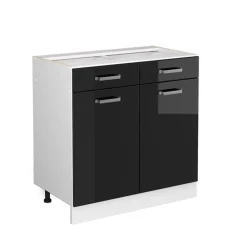 Vicco - Onderkast - Zwart Hoogglans/wit - 80 Cm