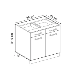 Vicco - Onderkast - Zwart Hoogglans/wit - 80 Cm