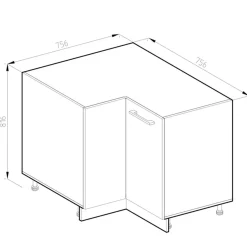 VICCO - R-line Hoekkast - Werkblad Eiken - Front Landelijk Wit