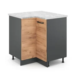 VICCO - R-line Hoekmeubel - Gouden Eiken “force” - Werkblad Marmerlook, 75,6 X 81,6 X 60 Cm
