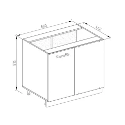 VICCO - R-line Hoekmeubel - Landelijk Wit - Werkblad Eiken, 86 X 81,6 X 60 Cm