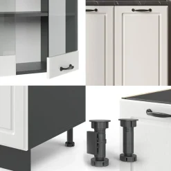 VICCO - R-line Keuken 140 Cm - Werkblad Goud Eiken - Fronten Cottagewit/antraciet