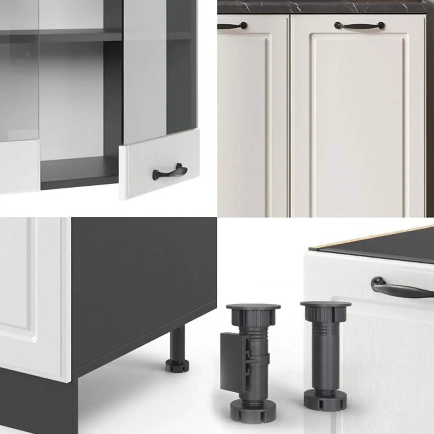 VICCO - R-line Keuken 140 Cm - Werkblad Goud Eiken - Fronten Cottagewit/antraciet