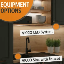 VICCO - R-line Keuken 140 Cm - Werkblad Goud Eiken - Fronten Cottagewit/antraciet