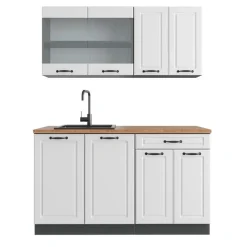 VICCO - R-line Keuken 140 Cm - Werkblad Goud Eiken - Fronten Cottagewit/antraciet