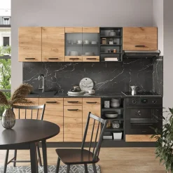 VICCO Rline Keuken, 240 Cm Zonder Werkblad, Gouden Eik/antraciet,