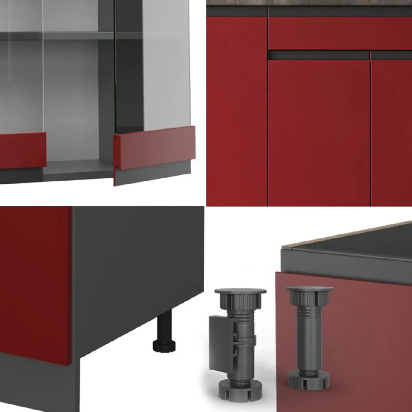 Vicco - R-line Keuken J-shape - Rood/antraciet - 140 X 82 X 46 Cm