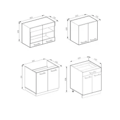 Vicco - R-line Keuken J-shape - Rood/antraciet - 140 X 82 X 46 Cm