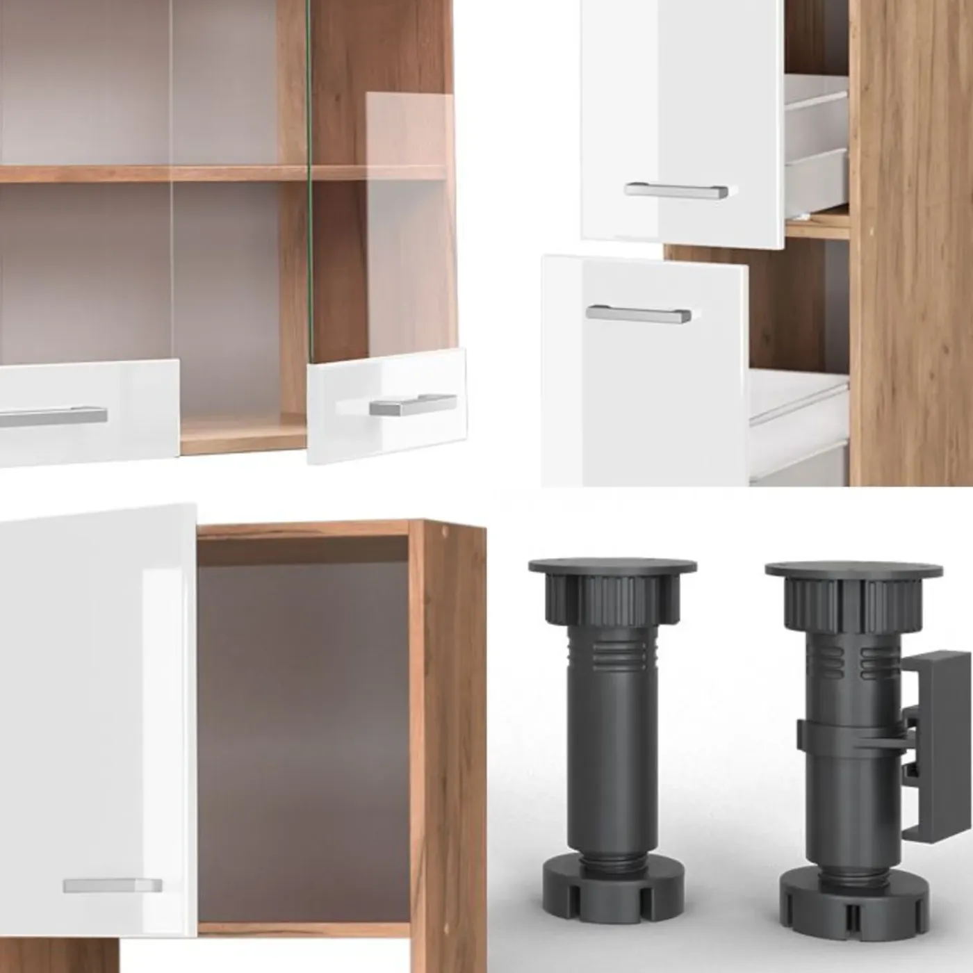 VICCO R-line Modulaire Keuken 350 Cm Hoogglans Wit/goud Eik