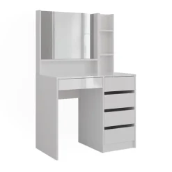 Vicco - Sherry Kaptafel - Hoge Glans Wit - Met Spiegelkast - 70 Cm