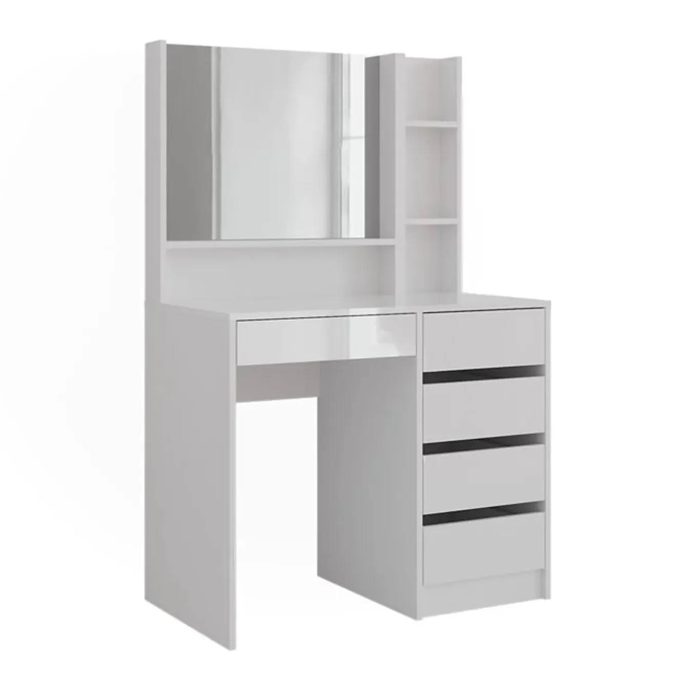 Vicco - Sherry Kaptafel - Hoge Glans Wit - Met Spiegelkast - 70 Cm