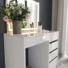 Vicco - Sherry Kaptafel Met Led-spiegel - Wit Hoogglans - 89,8 Cm - 3 Lades
