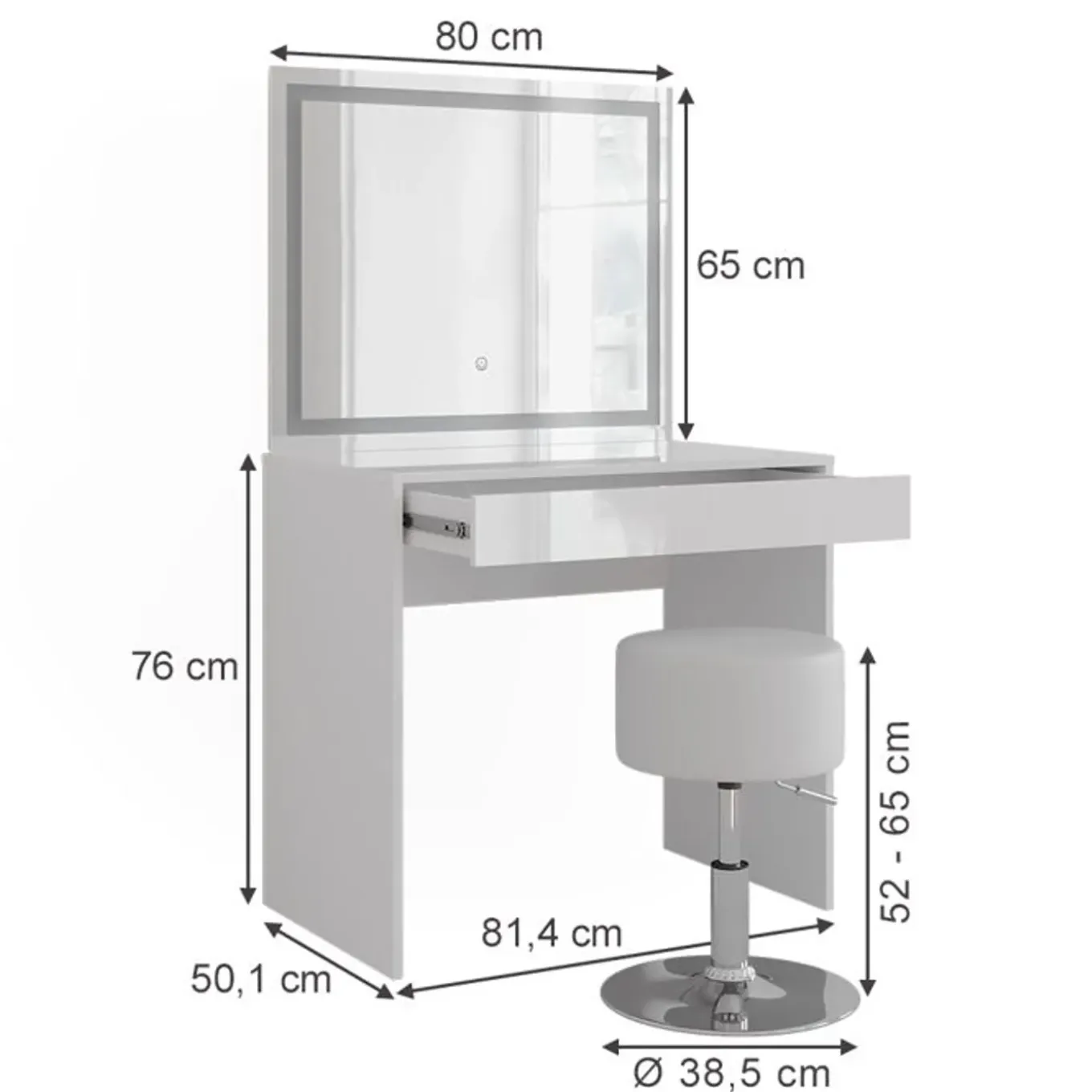 Vicco Sherry Kaptafelset - 81,4 Cm - Led Spiegel - Set 6-delig