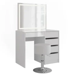 Vicco Sherry Kaptafelset Met Led-spiegel - Wit Hoogglans
