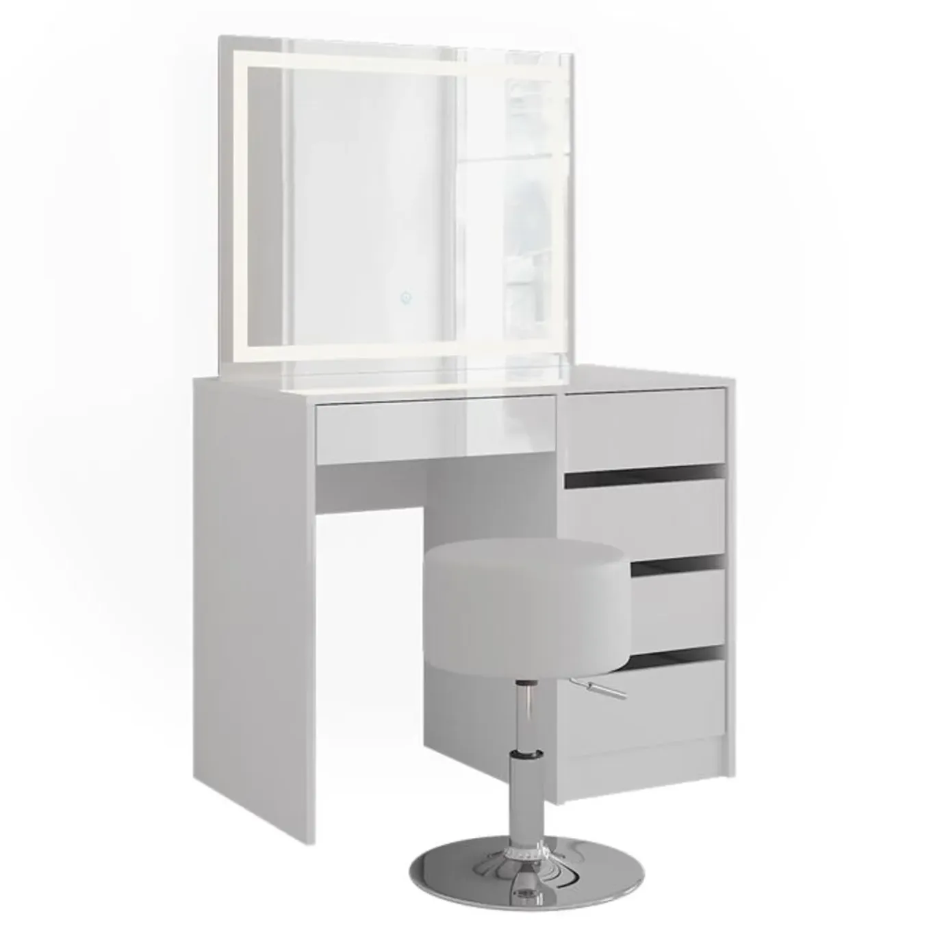 Vicco Sherry Kaptafelset Met Led-spiegel - Wit Hoogglans