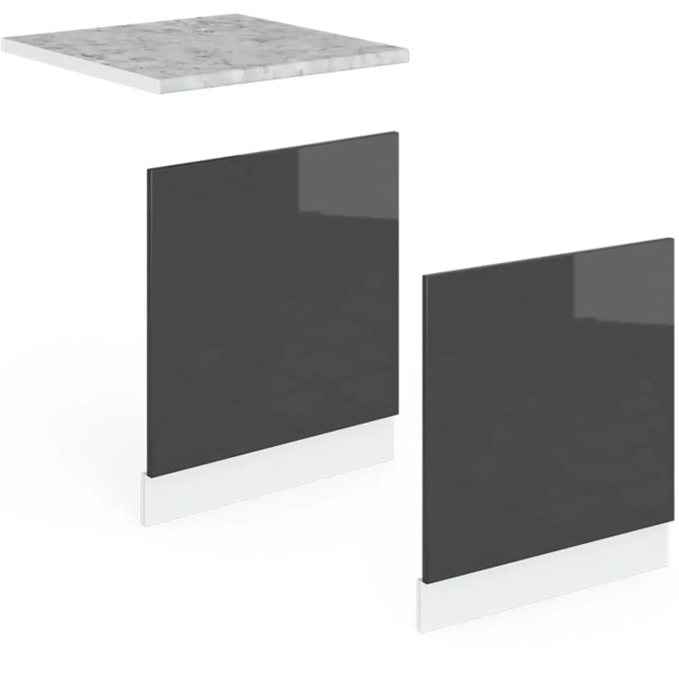 VICCO - Vaatwasserfront - Antraciet Hoogglans - 60 Cm