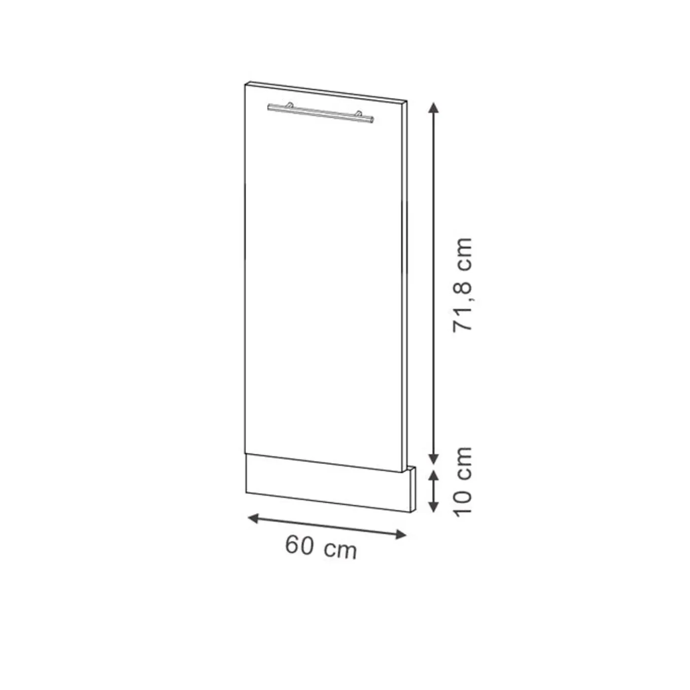 VICCO - Vaatwasserfront - Antraciet Hoogglans - 60 Cm