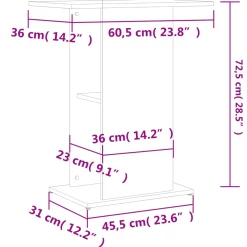 Vidaxl -aquariumkast -grijs -60.5 X 36 X 72.5 Cm -bewerkt Hout