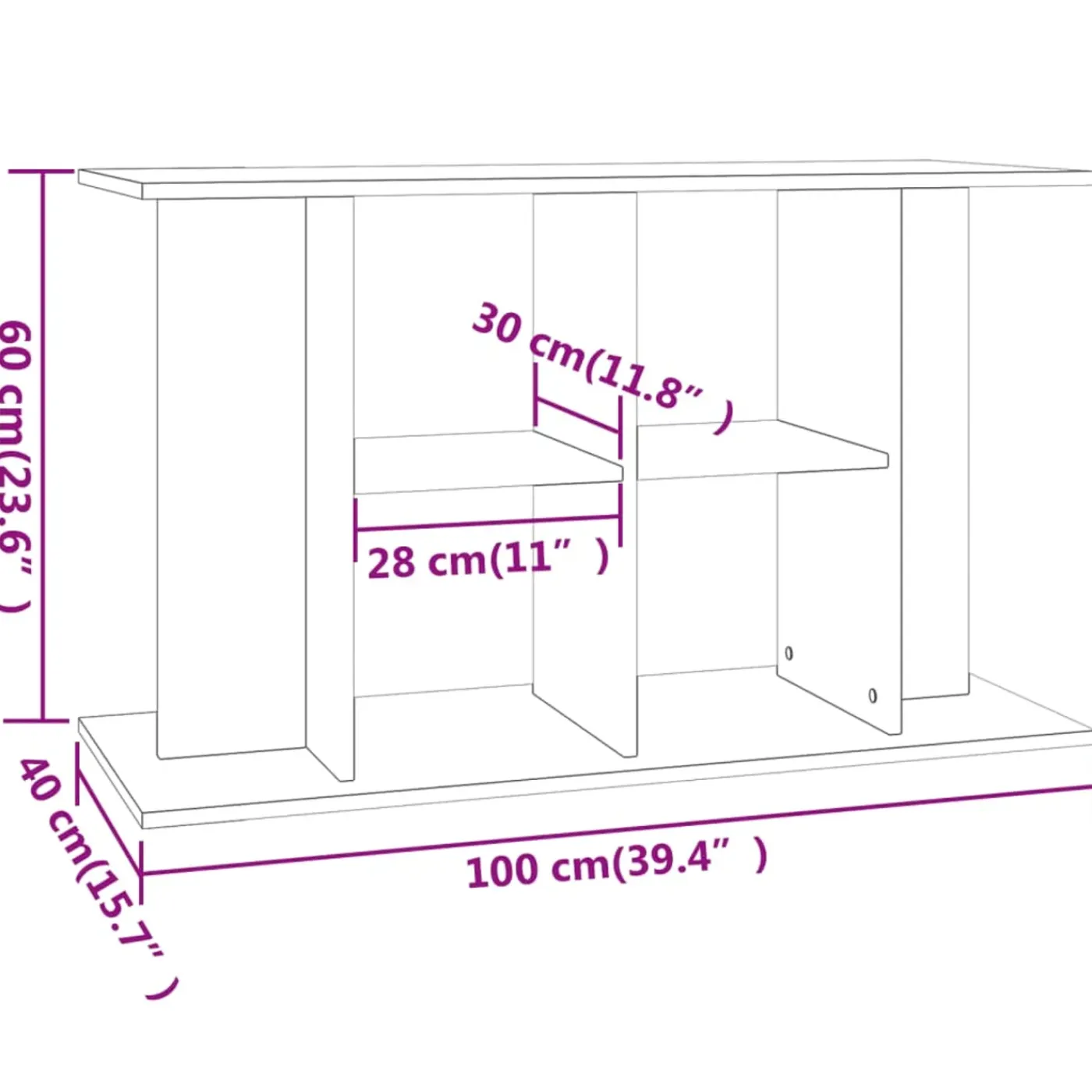 vidaXL -aquariumstandaard -grijs -100 X 40 X 60 Cm -bewerkt Hout