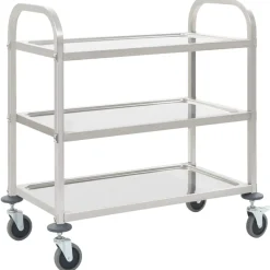 Vidaxl -keukentrolley -zilver -95 X 45 X 83.5 Cm (3 Lagen) -metaal