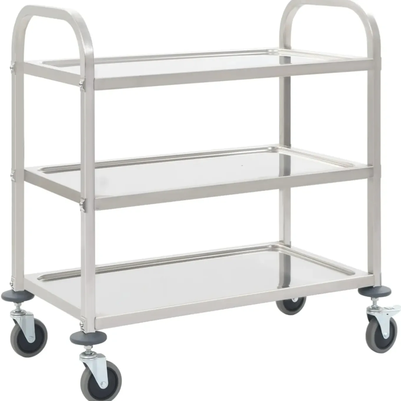 Vidaxl -keukentrolley -zilver -95 X 45 X 83.5 Cm (3 Lagen) -metaal