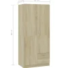 Vidaxl - Kledingkast - 2 Deuren 2 Lades - Sonoma Oak - 80x52x180 Cm