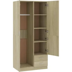 Vidaxl - Kledingkast - 2 Deuren 2 Lades - Sonoma Oak - 80x52x180 Cm