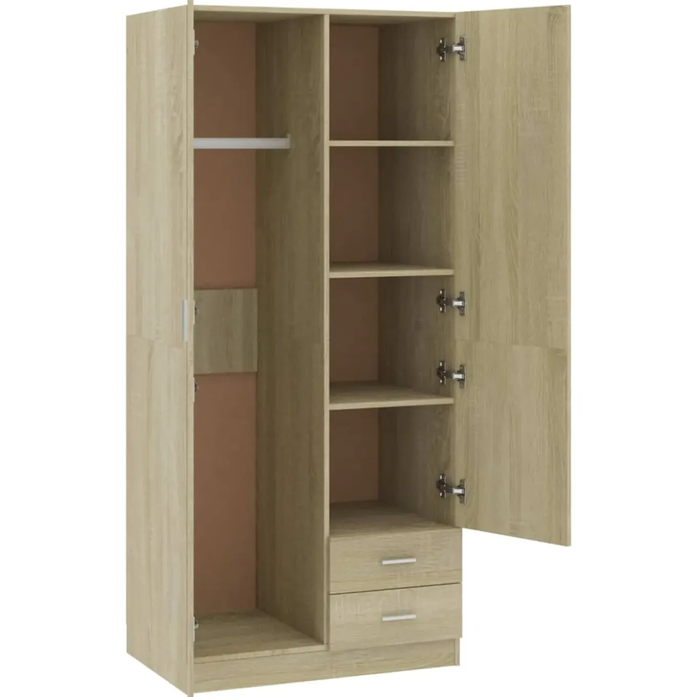 Vidaxl - Kledingkast - 2 Deuren 2 Lades - Sonoma Oak - 80x52x180 Cm