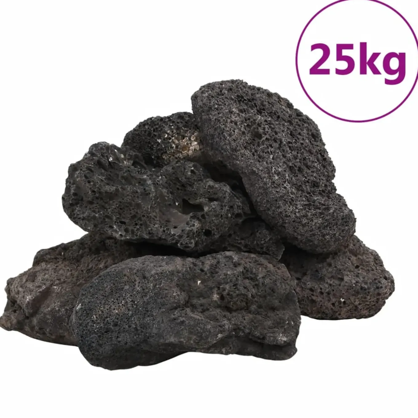 Vidaxl -lavasteen -zwart -10-30 Cm (25 Kg) -steen