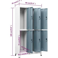 vidaXL Lockerkast 1 Grijs Opbergkast