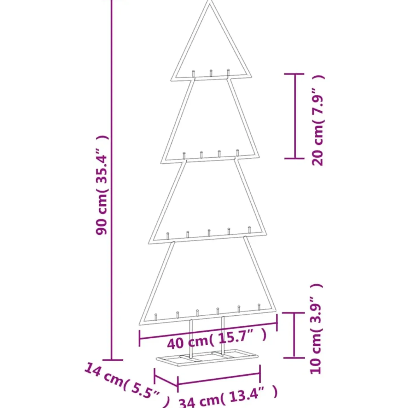 vidaXL Metalen Kunstkerstboom 1 Zwart 90 Cm