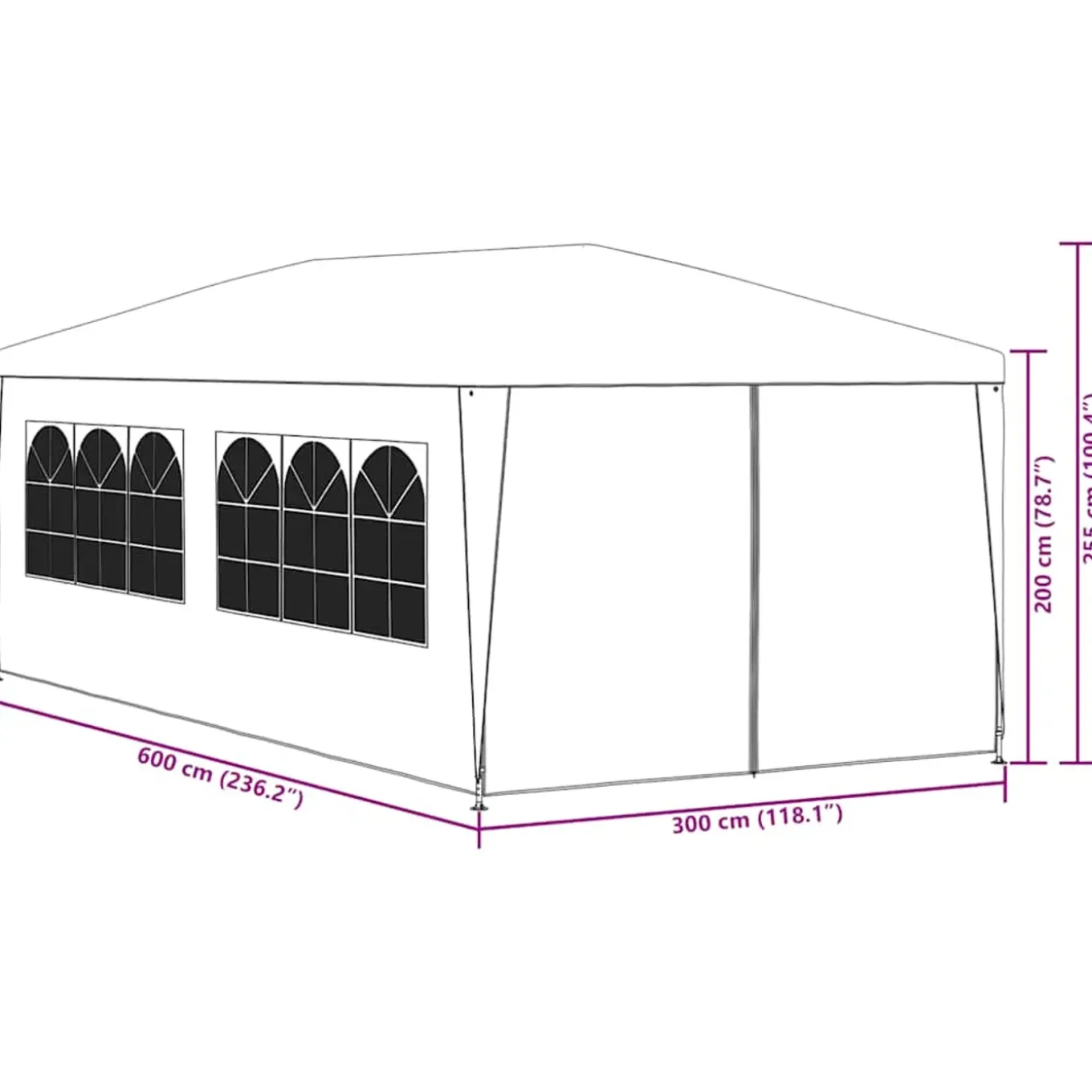 Vidaxl - Partytent - Uv- En Waterbestendig - Staal - Wit - 6x3x2,55 M