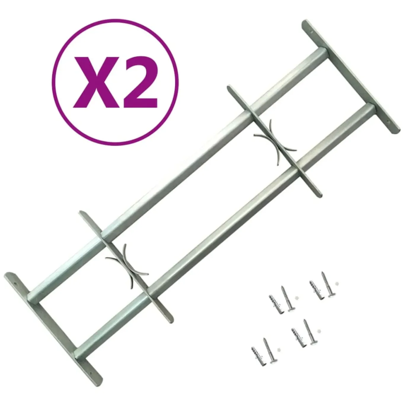 vidaXL Raamtralie 2 Zilver 1000-1500 mm raambeveiliging