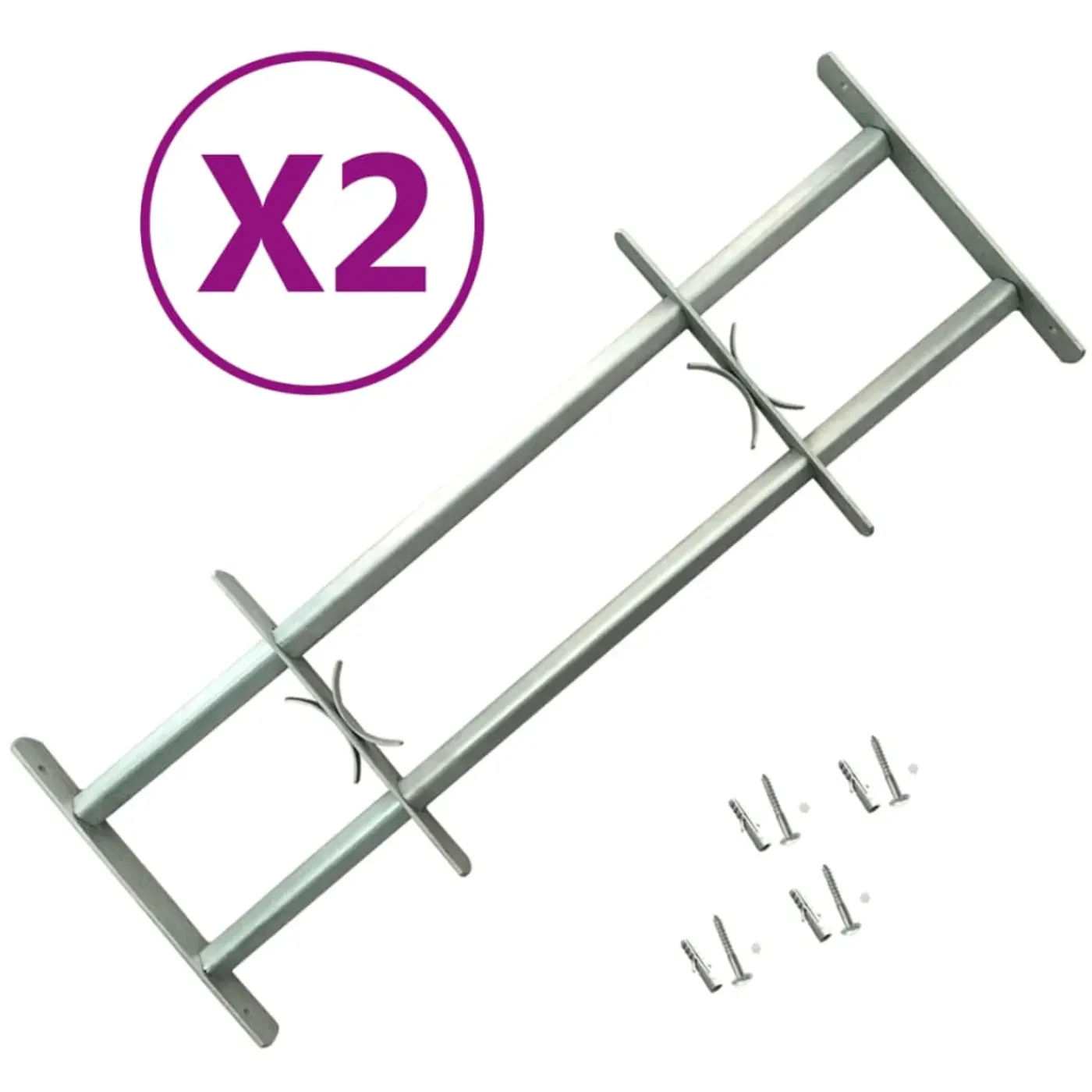 vidaXL Raamtralie 2 Zilver 700-1050 mm raambeveiliging
