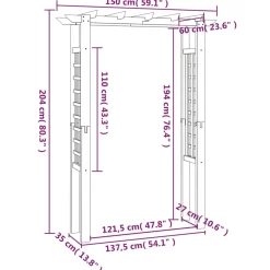vidaXL - Rozenboog - Rotbestendig - Grenenhout - Groen - 150x60x204 Cm