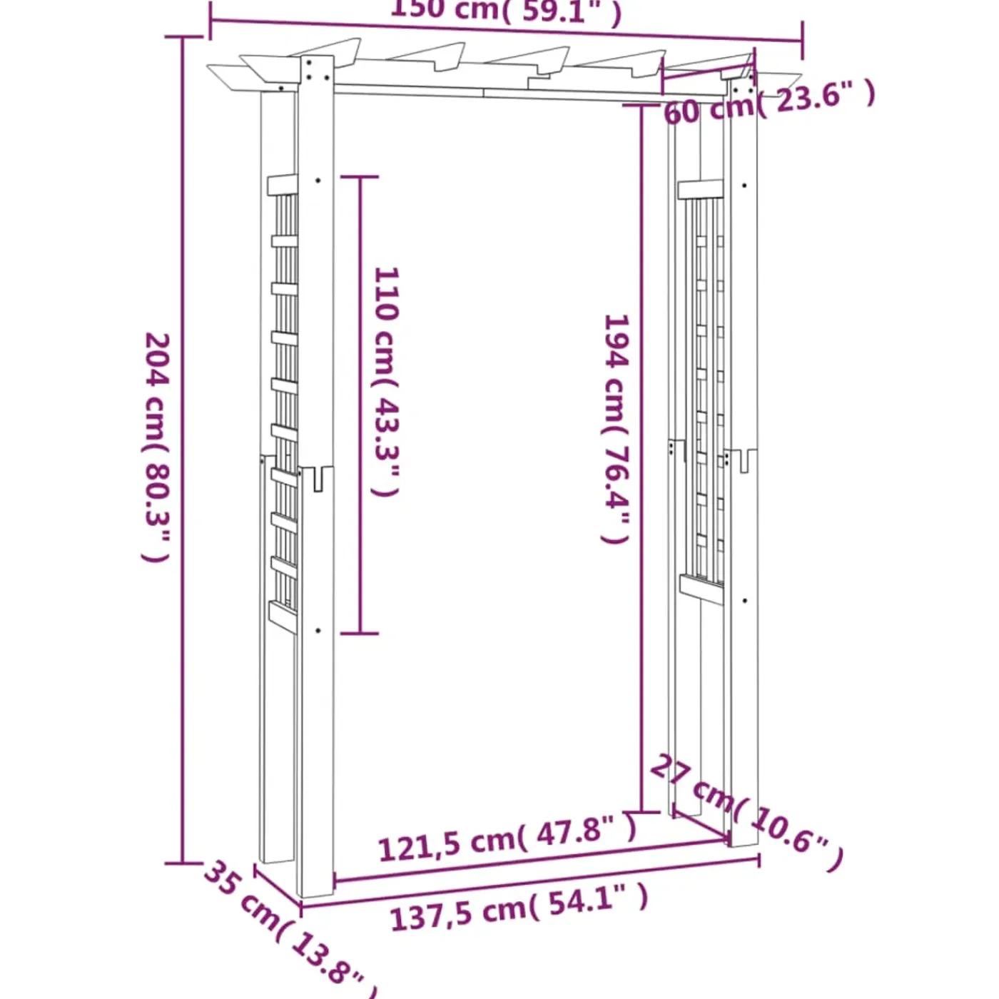 vidaXL - Rozenboog - Rotbestendig - Grenenhout - Groen - 150x60x204 Cm