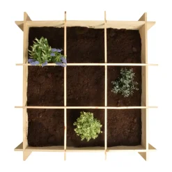 Vierkante Meter Tuin - Hout - Inclusief Worteldoek - 9 Vakken - Moestuin - 100x100x20 Cm