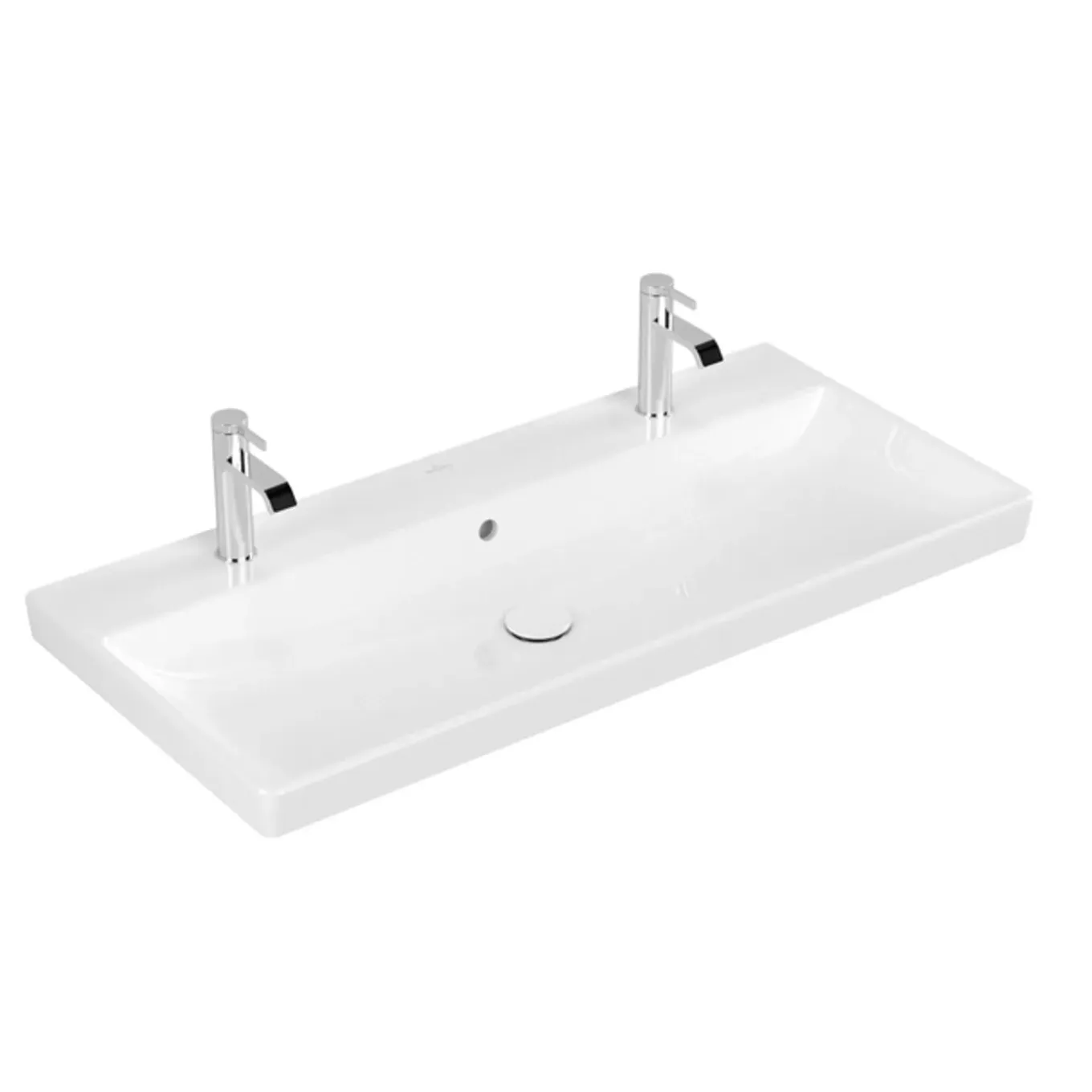 Villeroy & Boch Avento Meubelwastafel - 100x47cm - 2 Kraangaten - Met Overloop - White Alpine (glans