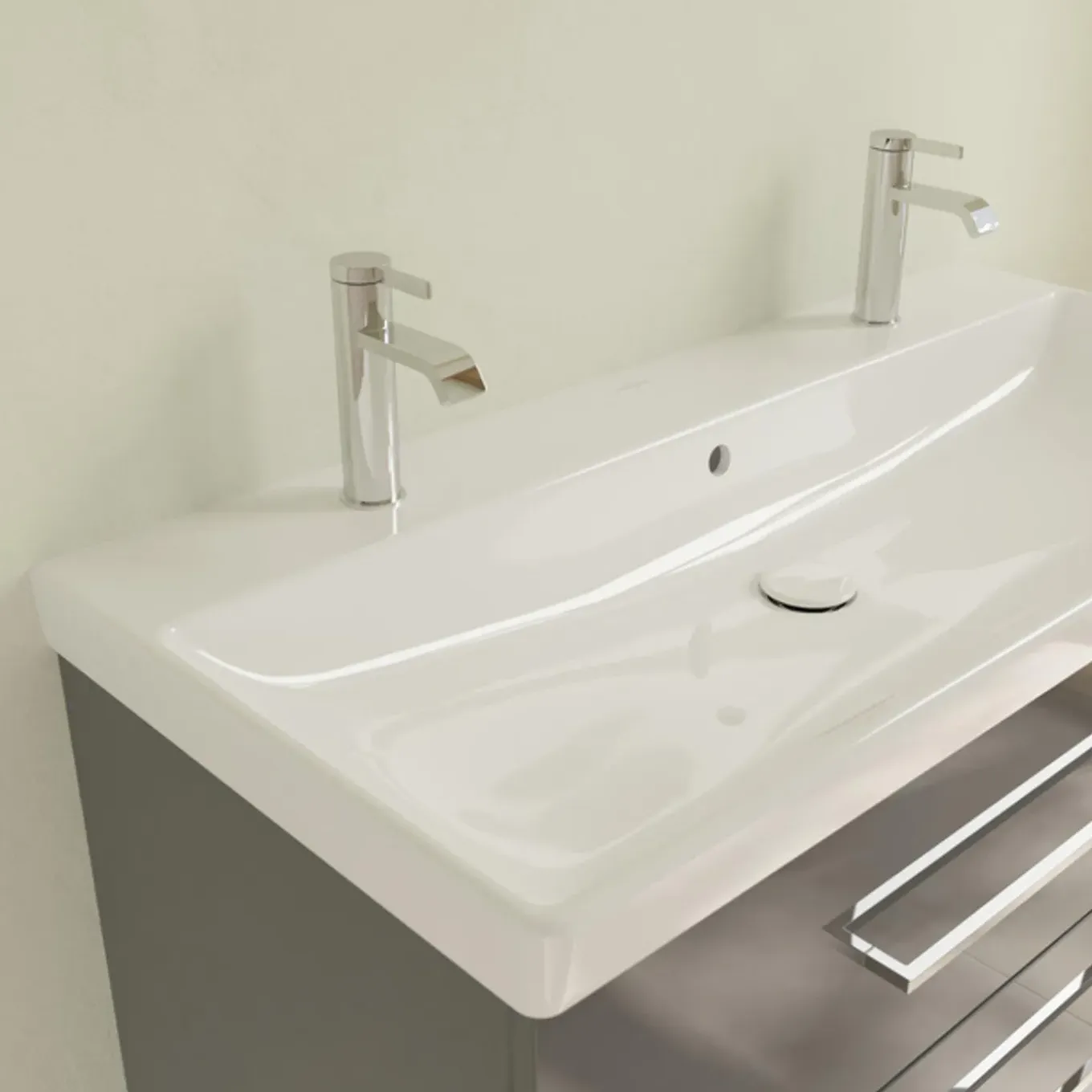 Villeroy & Boch Avento Meubelwastafel - 100x47cm - 2 Kraangaten - Met Overloop - White Alpine (glans
