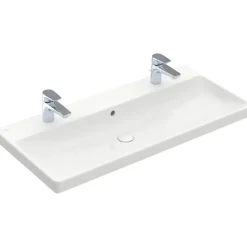 Villeroy & Boch Avento Meubelwastafel - 100x47cm - 2 Kraangaten - Met Overloop - White Alpine (glans
