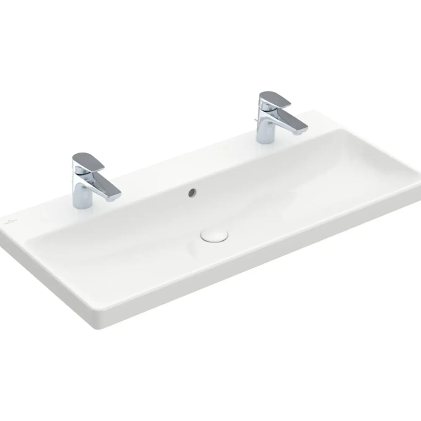 Villeroy & Boch Avento Meubelwastafel - 100x47cm - 2 Kraangaten - Met Overloop - White Alpine (glans