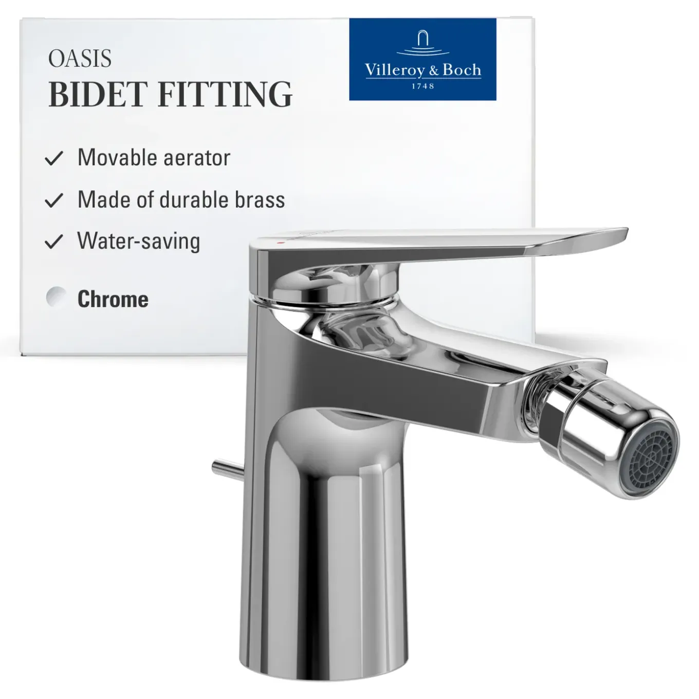 Villeroy & Boch - Bidetkraan - Oasis - Chroom - 73 Mm - Eengreeps