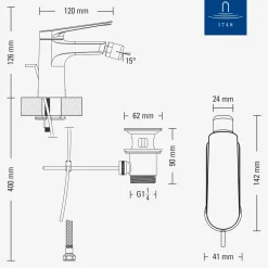 Villeroy & Boch - Bidetkraan - Oasis - Chroom - 73 Mm - Eengreeps